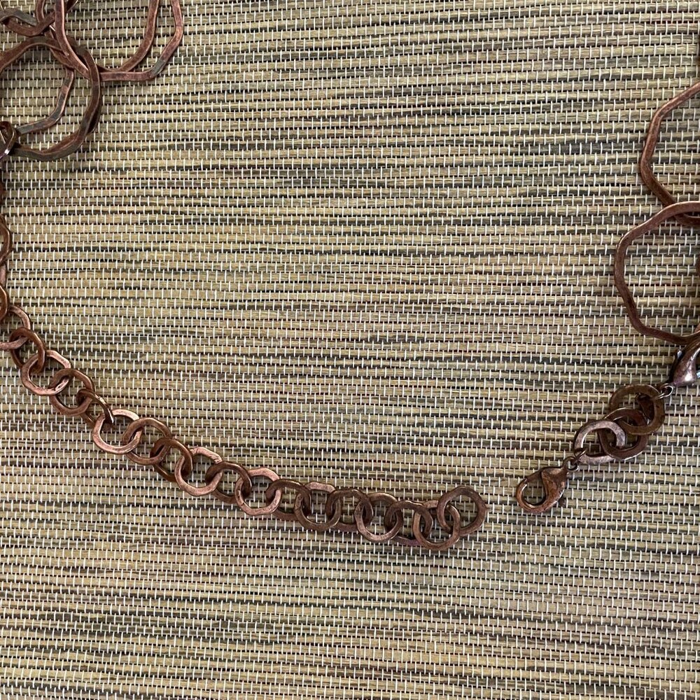 Copper Linked Necklace Geometric Statement Collar - image 3